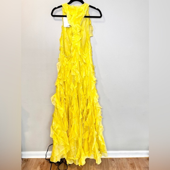 NWT Zimmermann Wonderland Silk Maxi Ruffles Dress Lemon Yellow Size 2/ Medium - Picture 8 of 14